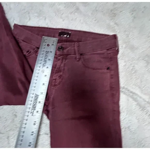 Mother Women's The Looker Crop Pop Slim Fit Jeans Size 25 Burgundy Mid-Rise